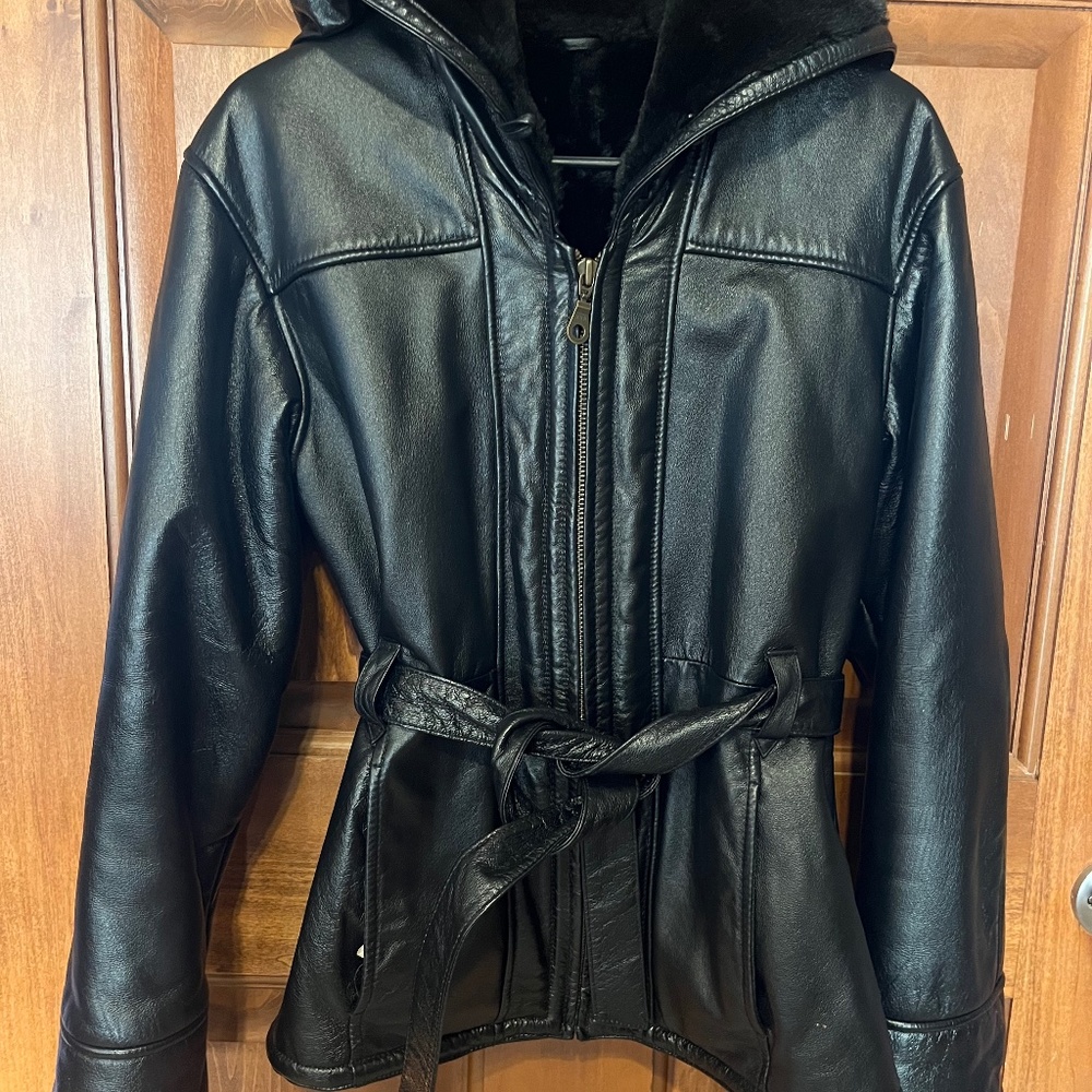 Wilson Black Leather Belted Jacket